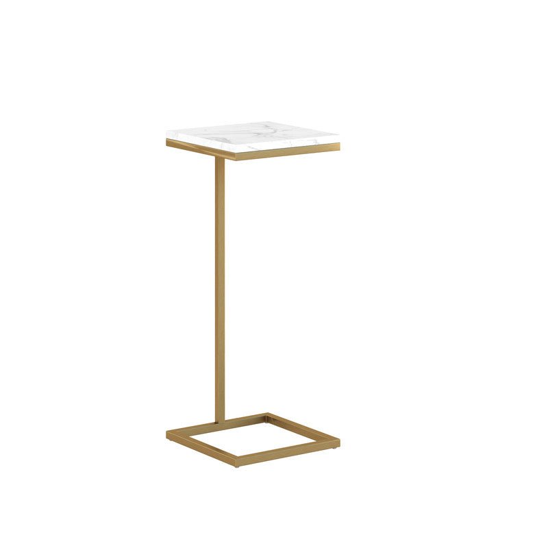 10Inch Brass Martini Square Table With Carrara Marble Accent & End Tables| Roots Furniture