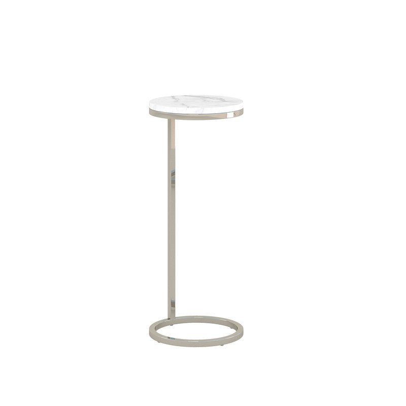10Inch Plated Nickel Martini Round Table With Carrara Marble Accent & End Tables| Roots Furniture