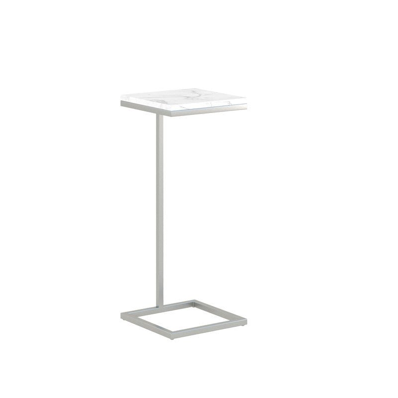 10Inch Plated Nickel Martini Square Table With Carrara Marble Accent & End Tables| Roots Furniture