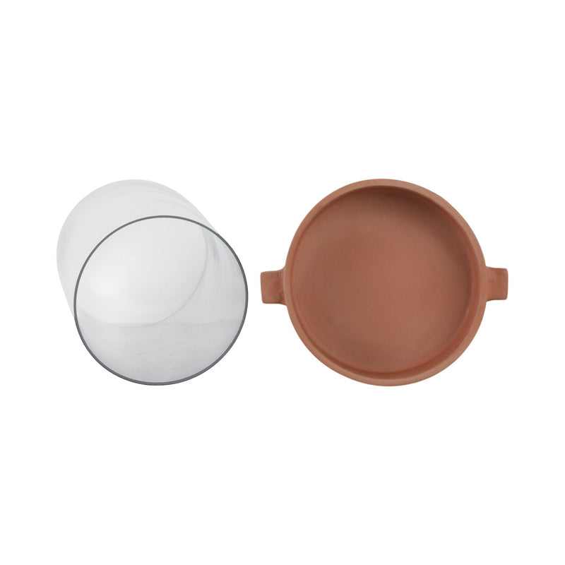 10x10" Terracotta Hurricane Pillar Holder, Natural - Al Rugaib Furniture