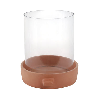 10x10" Terracotta Hurricane Pillar Holder, Natural - Al Rugaib Furniture