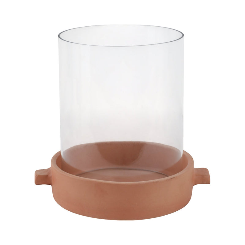 10x10" Terracotta Hurricane Pillar Holder, Natural - Al Rugaib Furniture