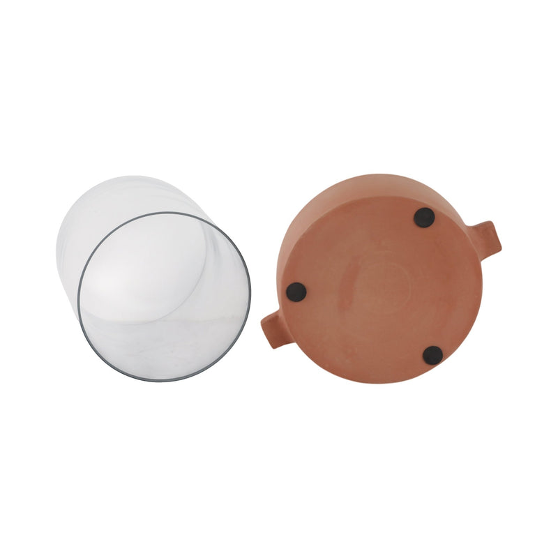 10x10" Terracotta Hurricane Pillar Holder, Natural - Al Rugaib Furniture