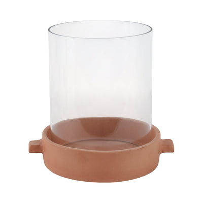 10x10" Terracotta Hurricane Pillar Holder, Natural - Al Rugaib Furniture