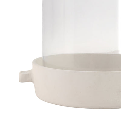 10x10" Terracotta Hurricane Pillar Holder, White - Al Rugaib Furniture