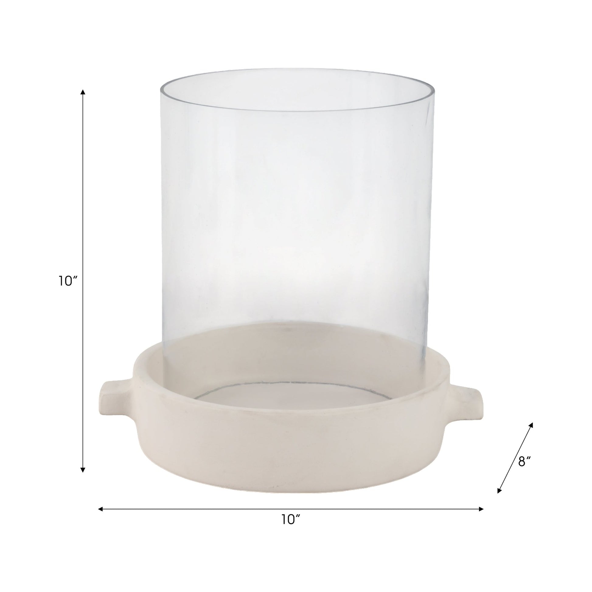 10x10" Terracotta Hurricane Pillar Holder, White Candle Holders| Sagebrook Home