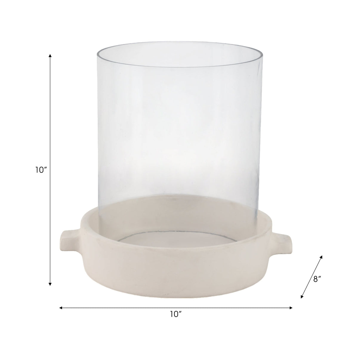 10x10" Terracotta Hurricane Pillar Holder, White Candle Holders| Sagebrook Home