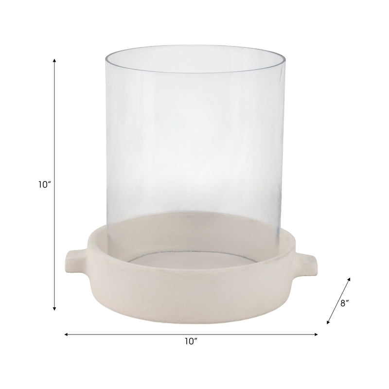 10x10" Terracotta Hurricane Pillar Holder, White - Al Rugaib Furniture