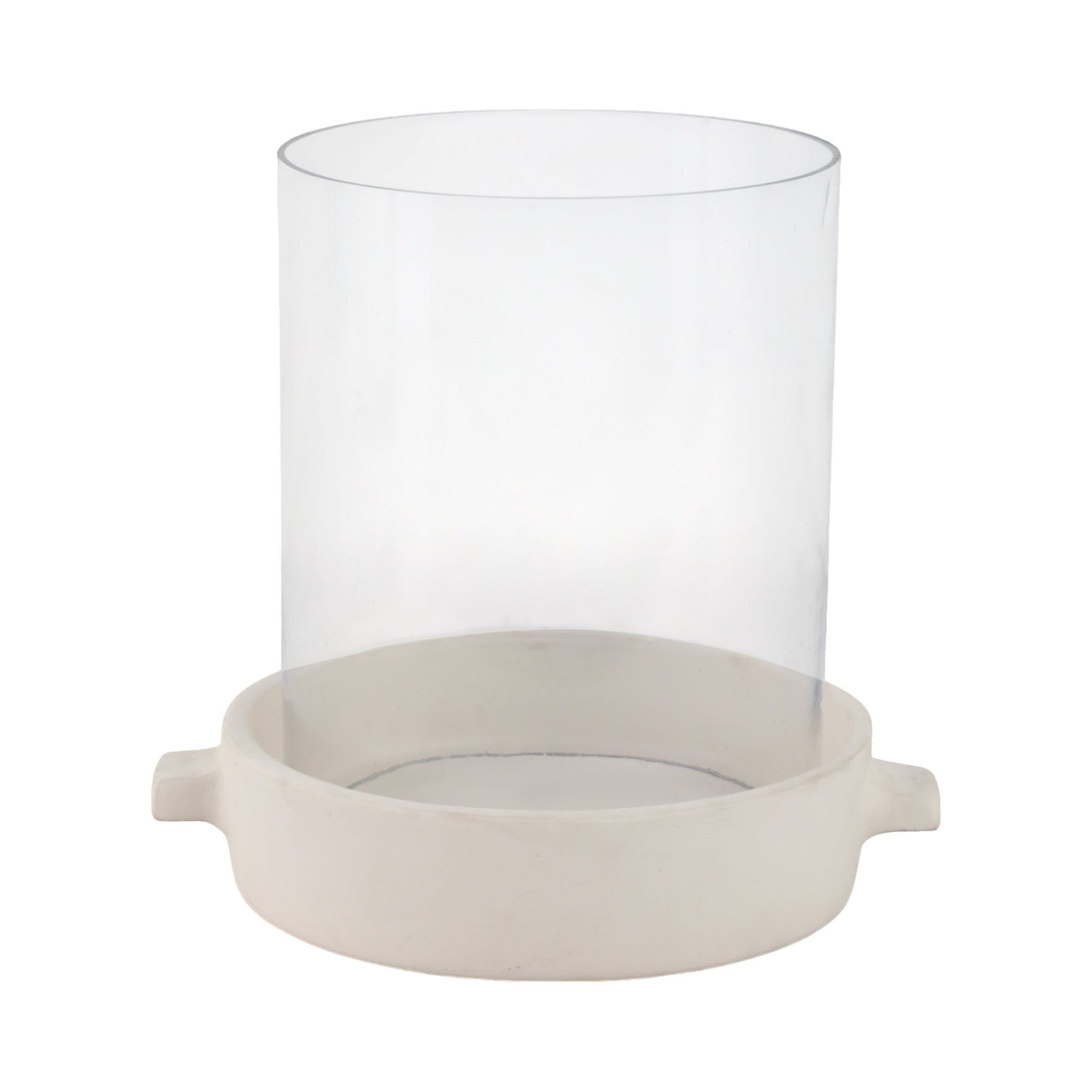 10x10" Terracotta Hurricane Pillar Holder, White Candle Holders| Sagebrook Home