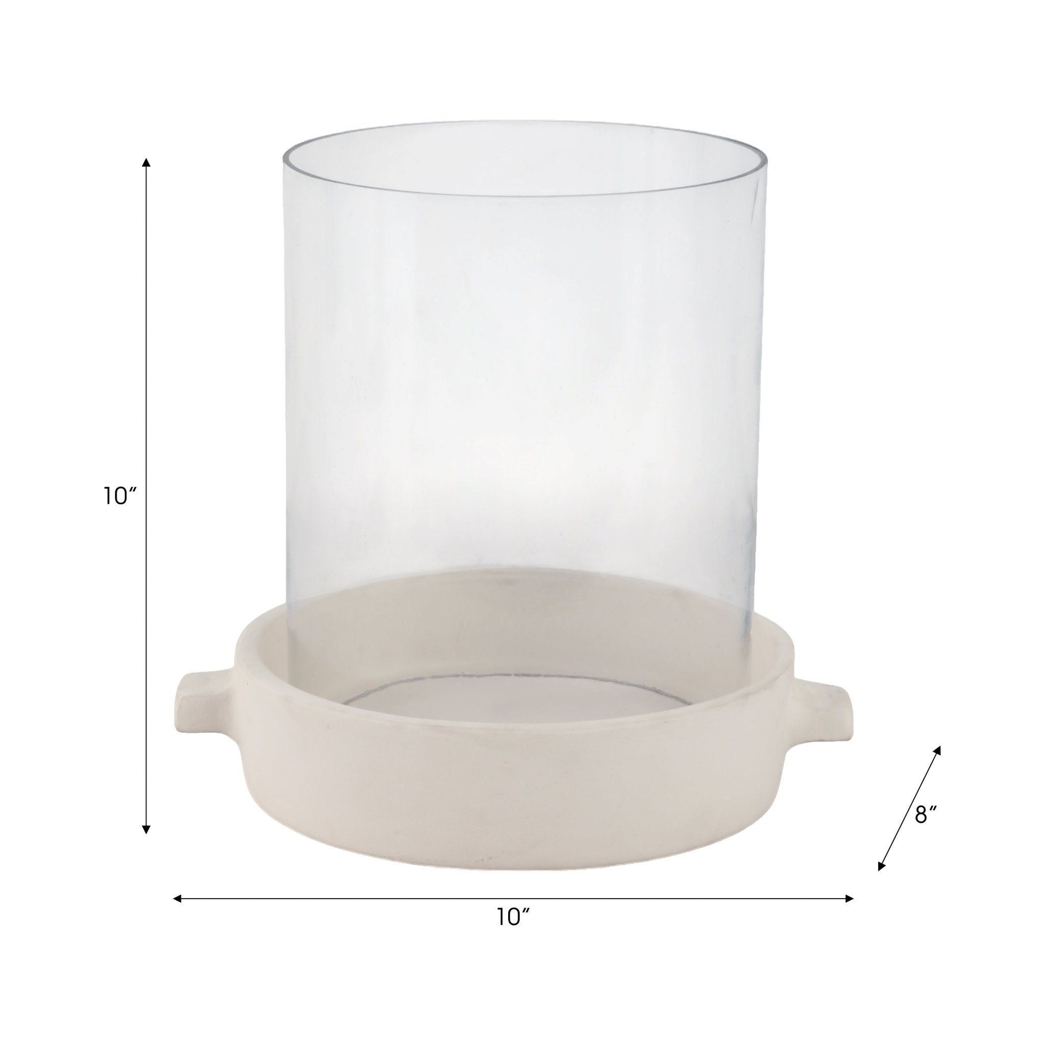10x10" Terracotta Hurricane Pillar Holder, White Candle Holders| Sagebrook Home