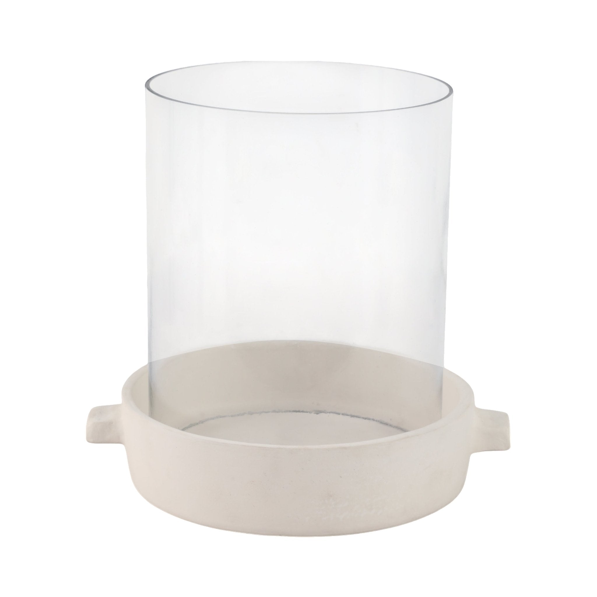 10x10" Terracotta Hurricane Pillar Holder, White Candle Holders| Sagebrook Home