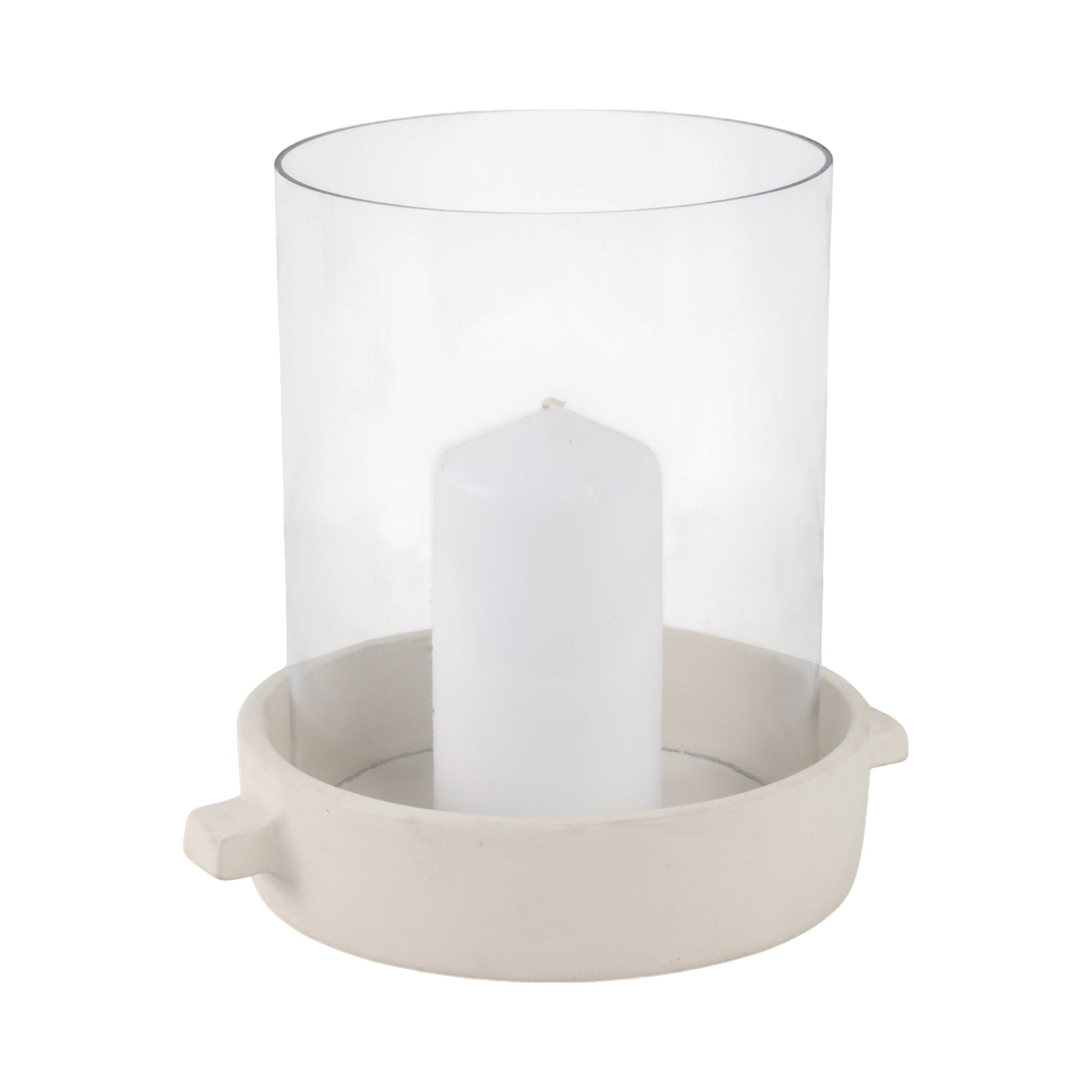 10x10" Terracotta Hurricane Pillar Holder, White Candle Holders| Sagebrook Home