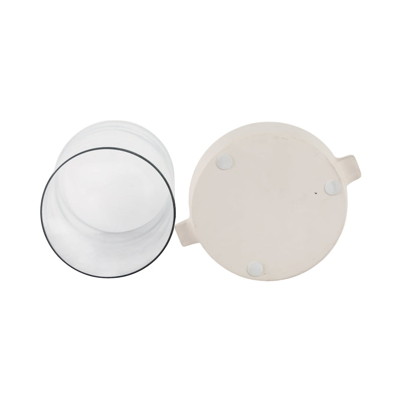 10x10" Terracotta Hurricane Pillar Holder, White - Al Rugaib Furniture