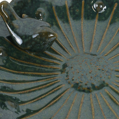 10x2" Flower Birdbath With Perched Bird, Green - Al Rugaib Furniture