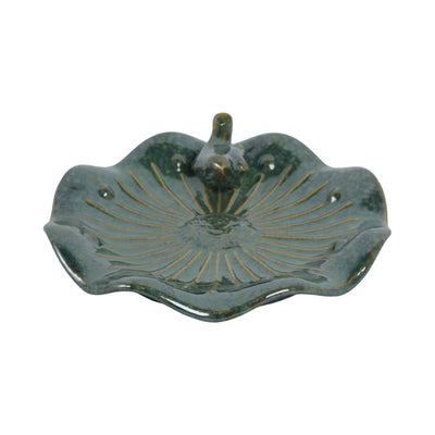 10x2" Flower Birdbath With Perched Bird, Green - Al Rugaib Furniture