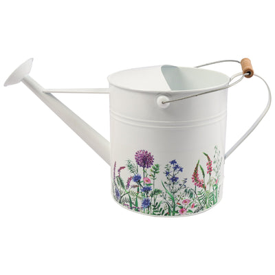 10x20" Watering Can, White W/ Purp Flower - Al Rugaib Furniture