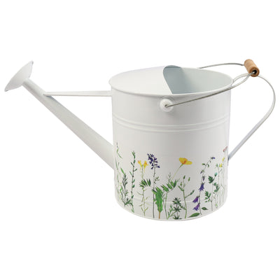 10x20" Watering Can, White W/yel Flower - Al Rugaib Furniture