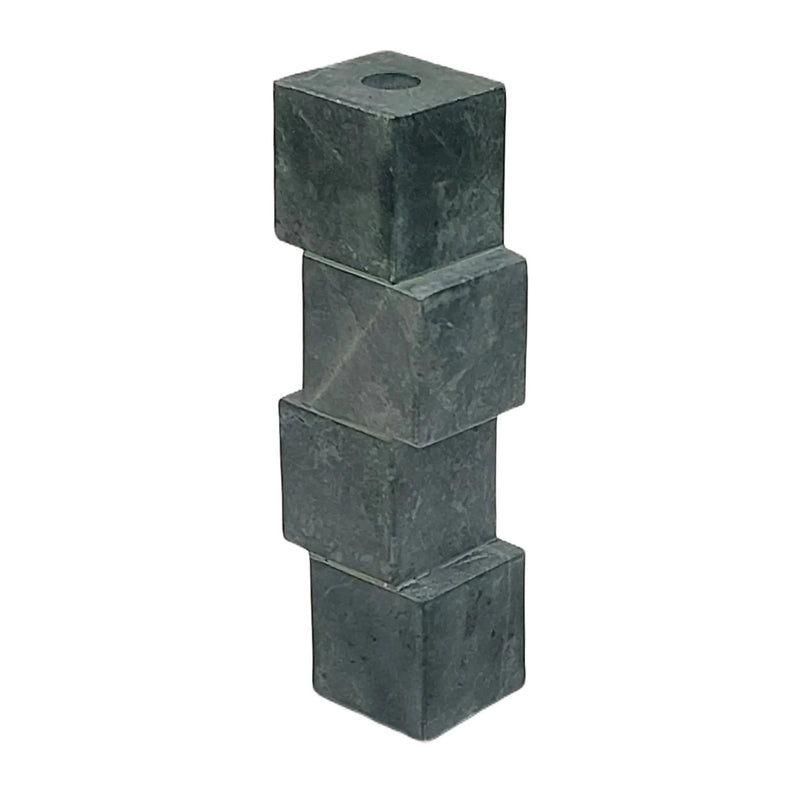 10x3" Stacked Cube Marble Taper Holder, Green - Al Rugaib Furniture