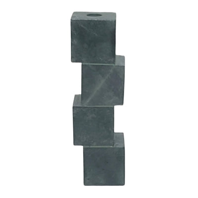 10x3" Stacked Cube Marble Taper Holder, Green - Al Rugaib Furniture