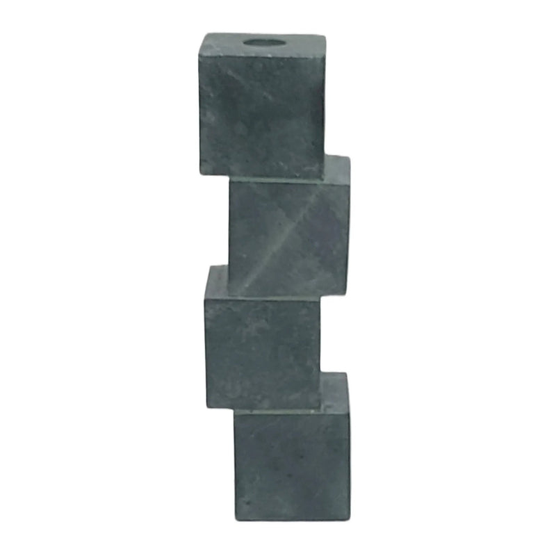 10x3" Stacked Cube Marble Taper Holder, Green - Al Rugaib Furniture
