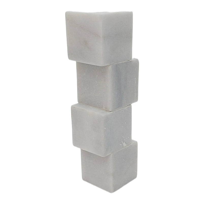 10x3" Stacked Cube Marble Taper Holder, White - Al Rugaib Furniture