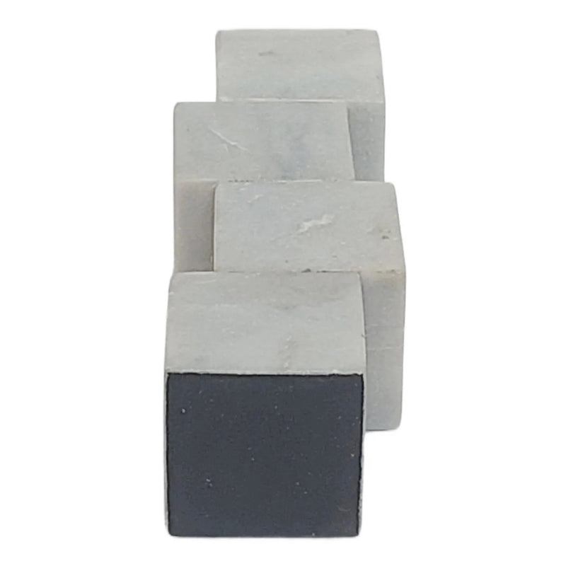 10x3" Stacked Cube Marble Taper Holder, White - Al Rugaib Furniture