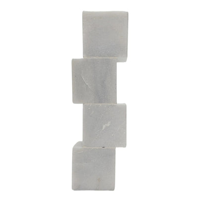 10x3" Stacked Cube Marble Taper Holder, White - Al Rugaib Furniture