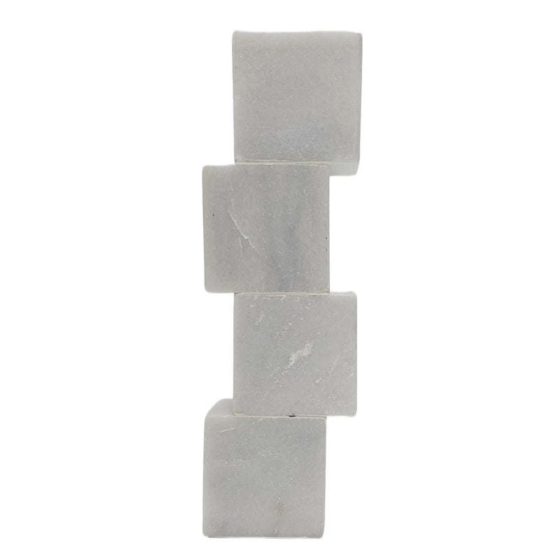 10x3" Stacked Cube Marble Taper Holder, White - Al Rugaib Furniture