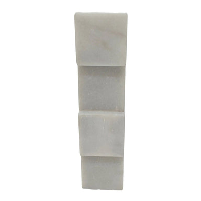 10x3" Stacked Cube Marble Taper Holder, White - Al Rugaib Furniture
