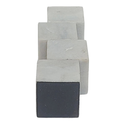 10x3" Stacked Cube Marble Taper Holder, White - Al Rugaib Furniture