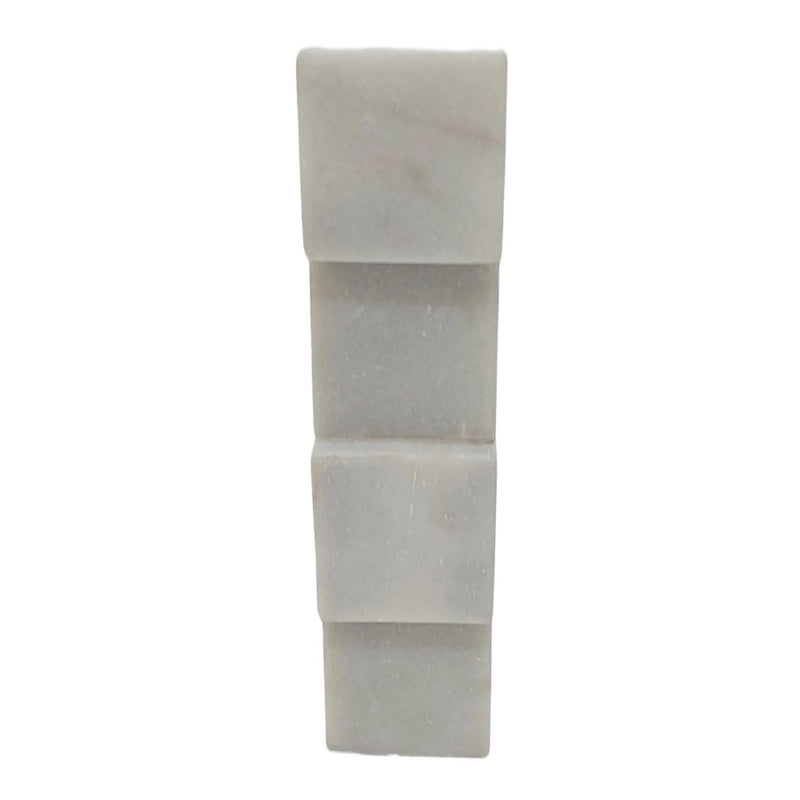 10x3" Stacked Cube Marble Taper Holder, White - Al Rugaib Furniture