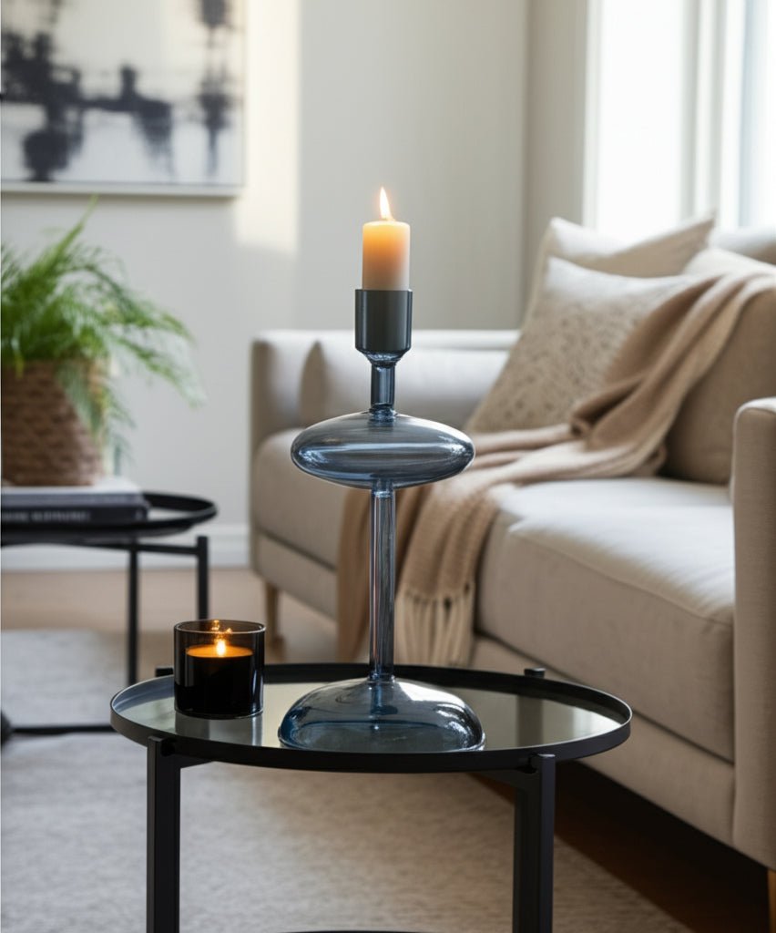 10x4" Retro Bubble Taper Holder, Blue Candle Holders| Sagebrook Home