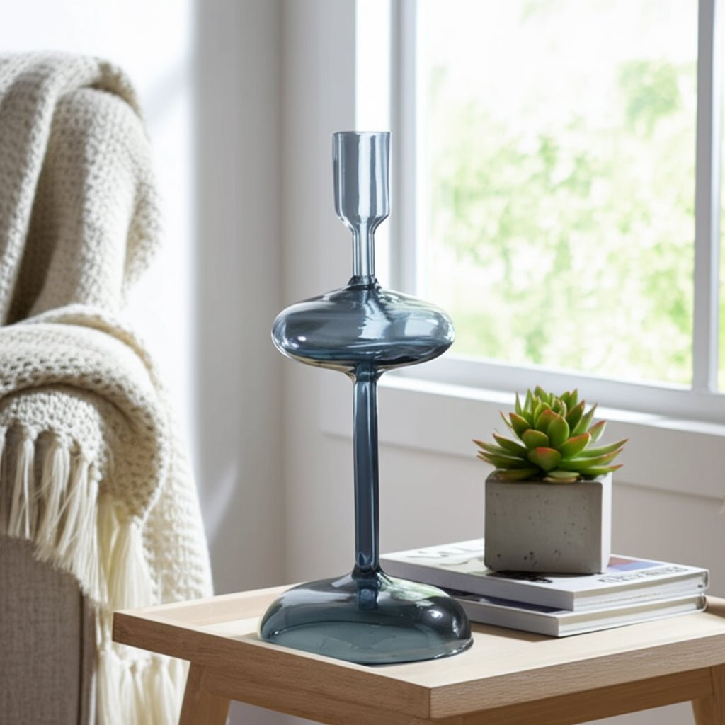 10x4" Retro Bubble Taper Holder, Blue Candle Holders| Sagebrook Home