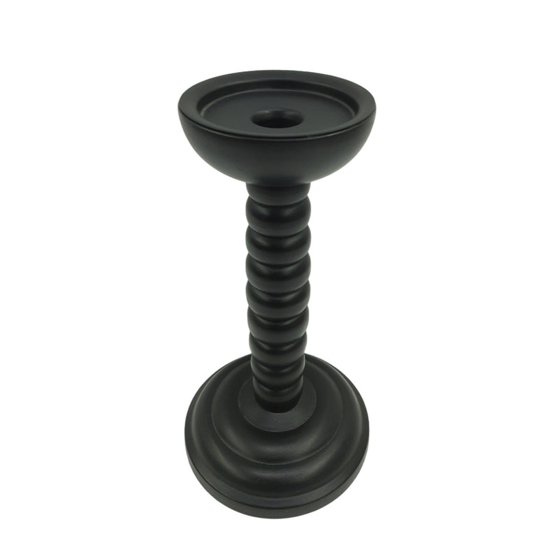 10x5" Stacked Pillar & Taper Holder, Black - Al Rugaib Furniture