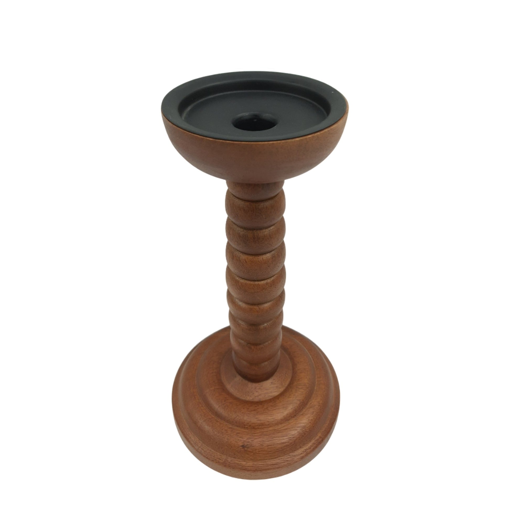 10x5" Stacked Pillar & Taper Holder, Walnut Candle Holders| Sagebrook Home