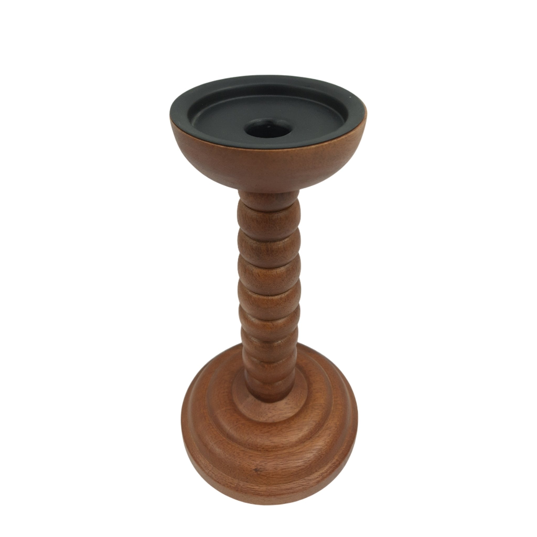 10x5" Stacked Pillar & Taper Holder, Walnut Candle Holders| Sagebrook Home