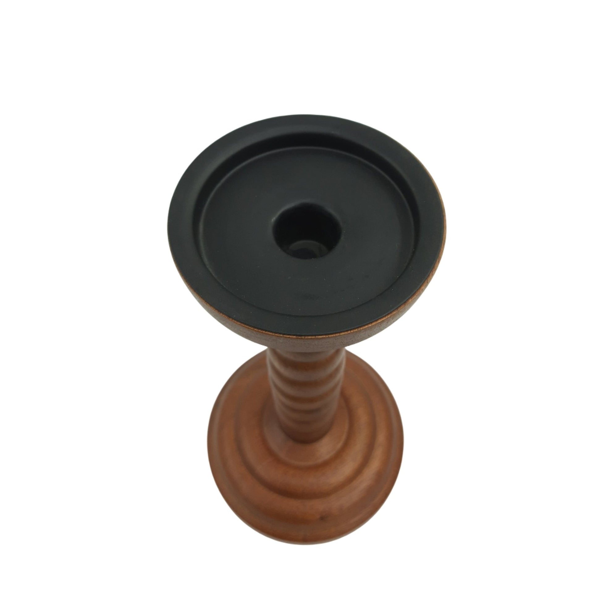 10x5" Stacked Pillar & Taper Holder, Walnut Candle Holders| Sagebrook Home
