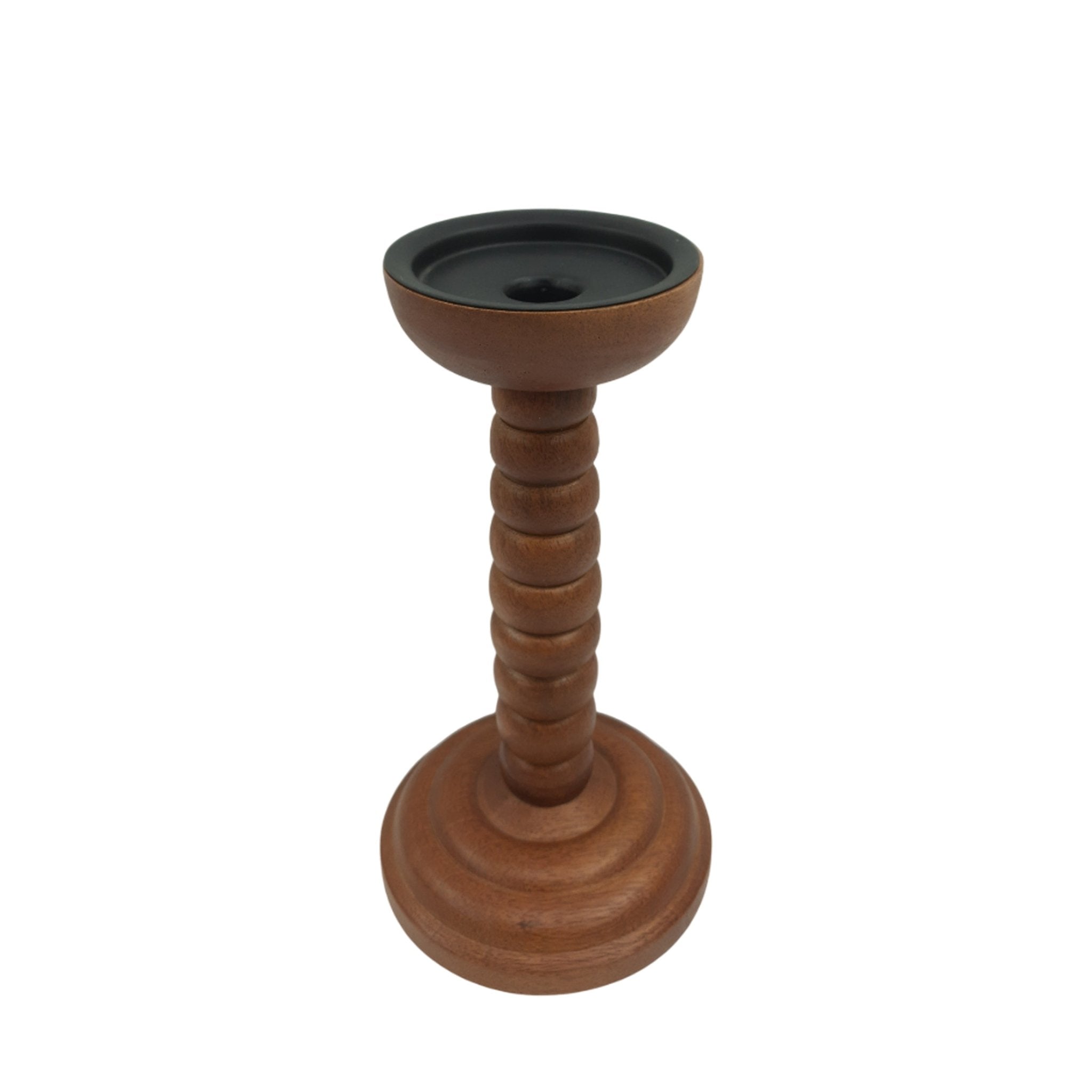 10x5" Stacked Pillar & Taper Holder, Walnut Candle Holders| Sagebrook Home