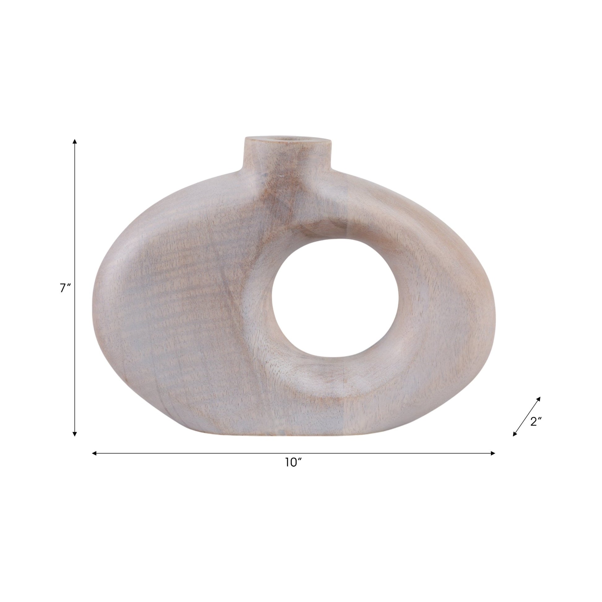 10x7" Cut-out Wood Vase, Whitewash Vases and Jars| Sagebrook Home