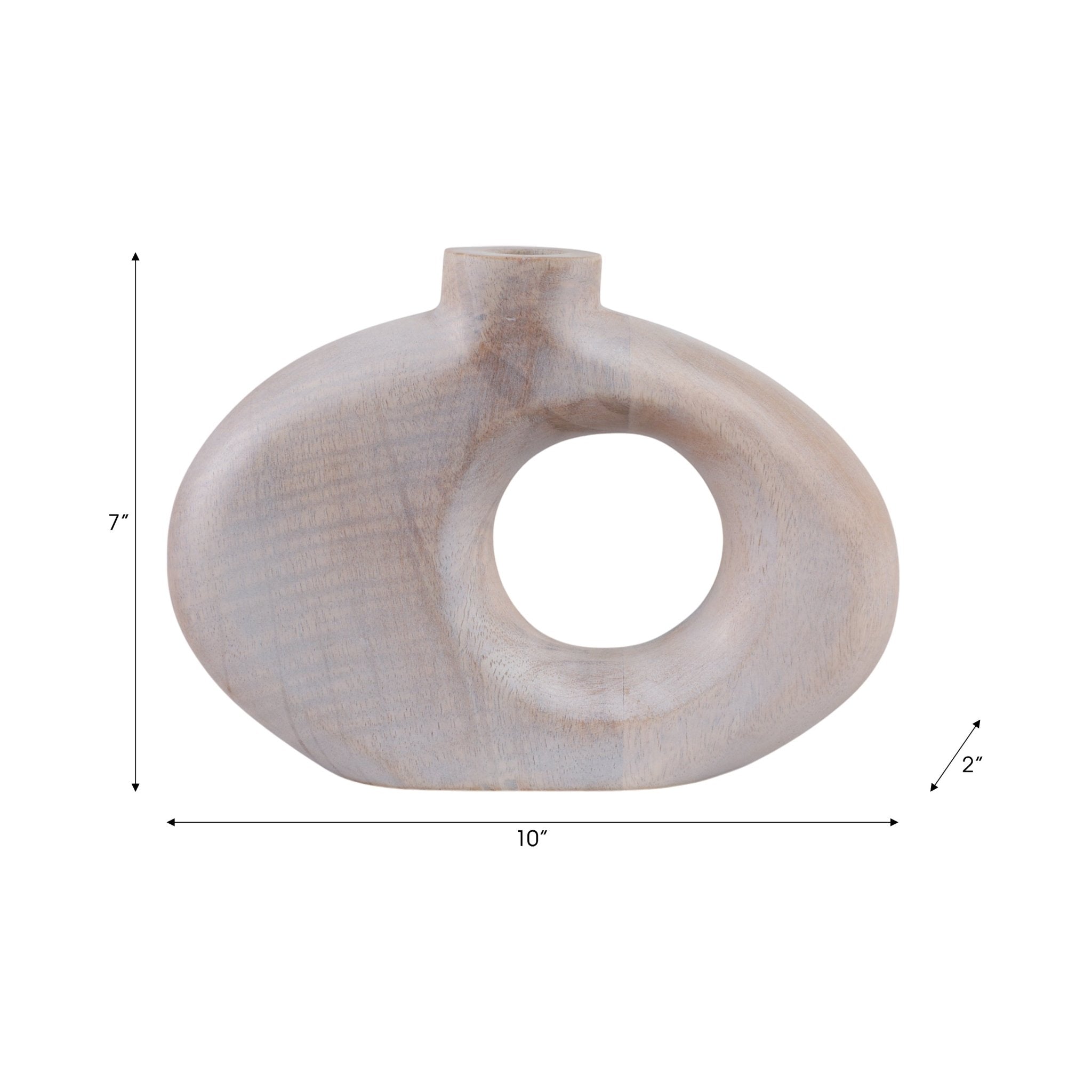 10x7" Cut-out Wood Vase, Whitewash Vases and Jars| Sagebrook Home