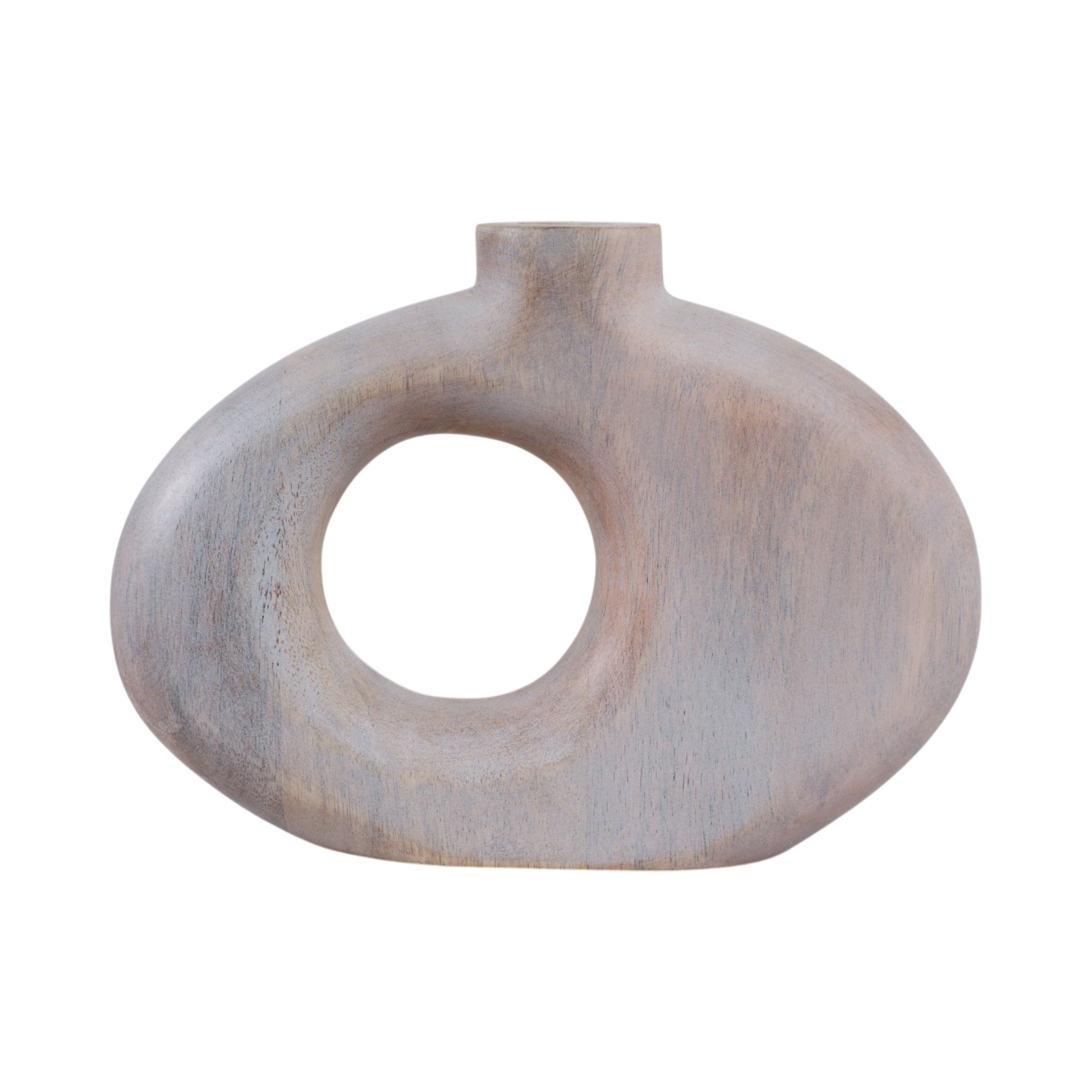 10x7" Cut-out Wood Vase, Whitewash Vases and Jars| Sagebrook Home