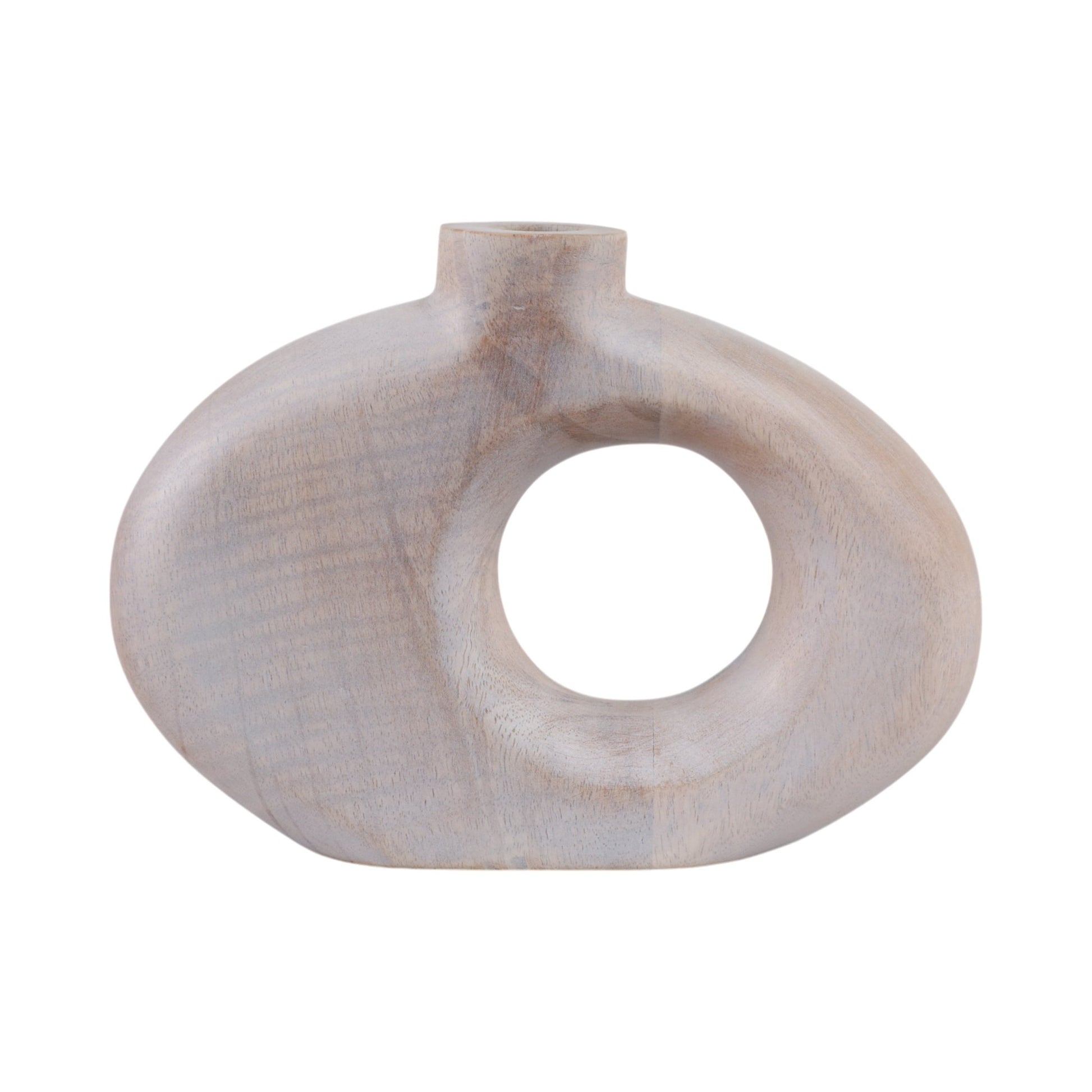 10x7" Cut-out Wood Vase, Whitewash Vases and Jars| Sagebrook Home