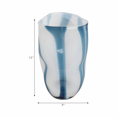 11" Beldan Medium Blue Glass Vase - Al Rugaib Furniture