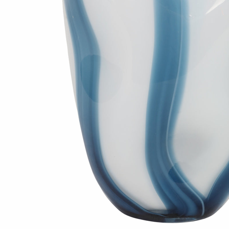 11" Beldan Medium Blue Glass Vase - Al Rugaib Furniture
