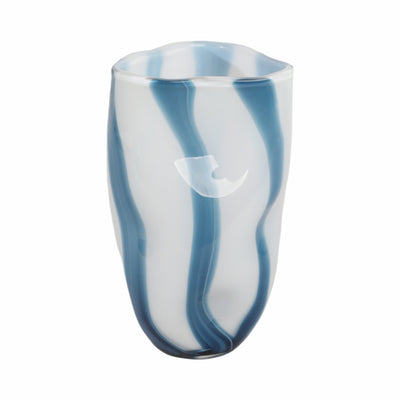 11" Beldan Medium Blue Glass Vase - Al Rugaib Furniture
