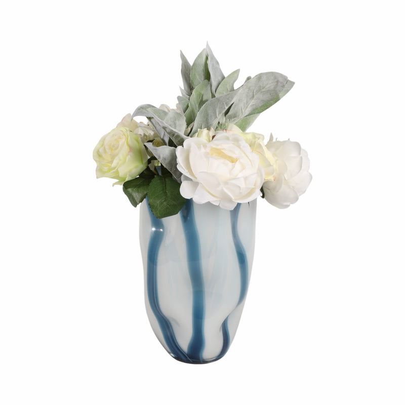 11" Beldan Medium Blue Glass Vase - Al Rugaib Furniture