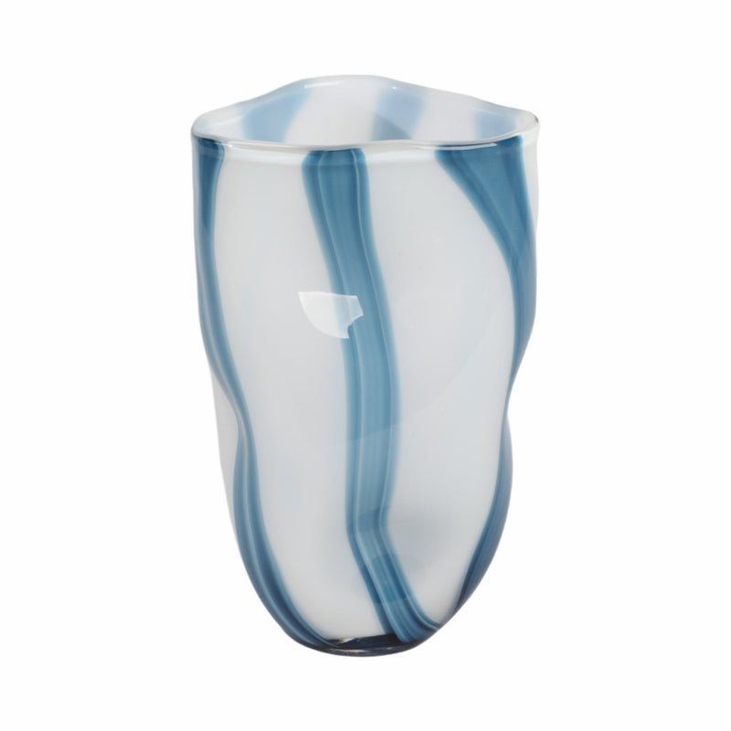 11" Beldan Medium Blue Glass Vase - Al Rugaib Furniture