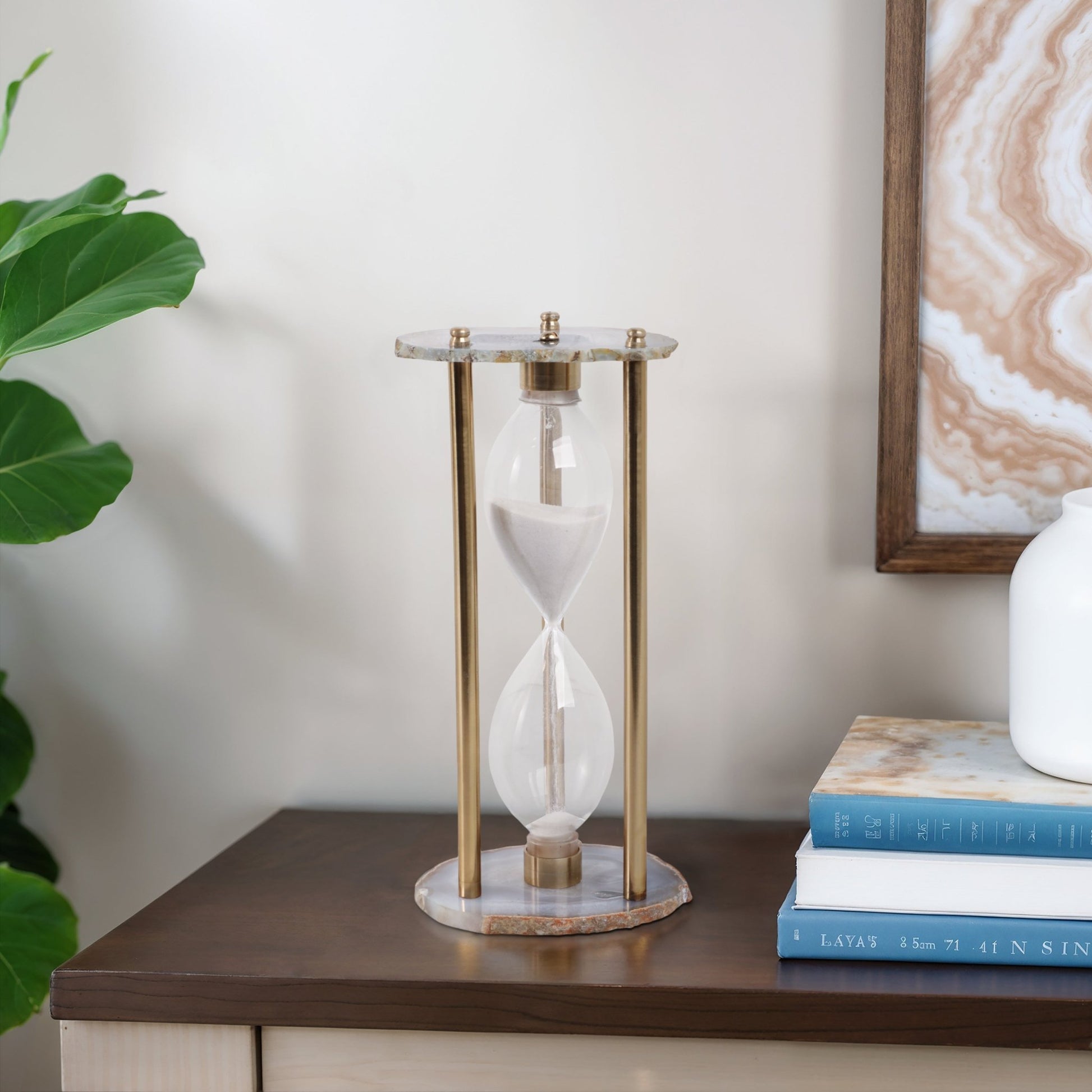 11" Ellis Agate Hourglass Table Decors| Sagebrook Home