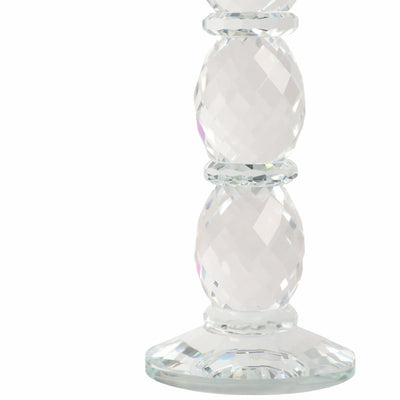 11" Etched Crystal Taper Holder, Clear/gold - Al Rugaib Furniture