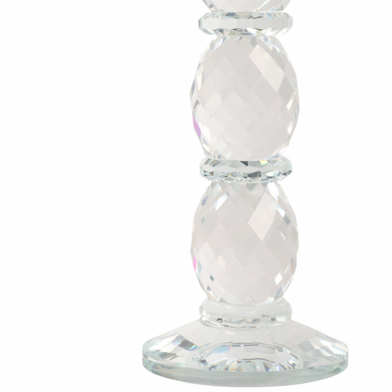 11" Etched Crystal Taper Holder, Clear/gold - Al Rugaib Furniture